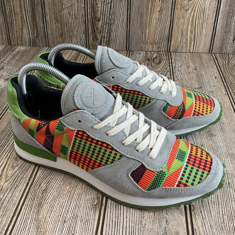 Inkkas Kente African Jogger Tennis Shoes Green Orange Size Men's 9 US Women's 11